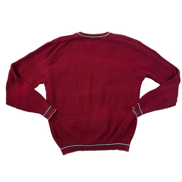 Vintage Carmel Golf Sweater Burgundy Red Men’s Medium Cotton Knit Embroidered - Picture 2 of 12